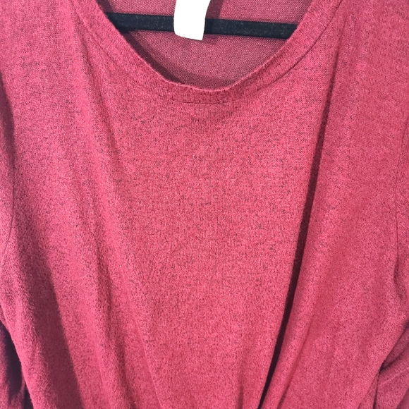 Ady P Women's Size Large L Burgundy Black Sweater Blouse Top with Front Gather‎ - Picture 3 of 8